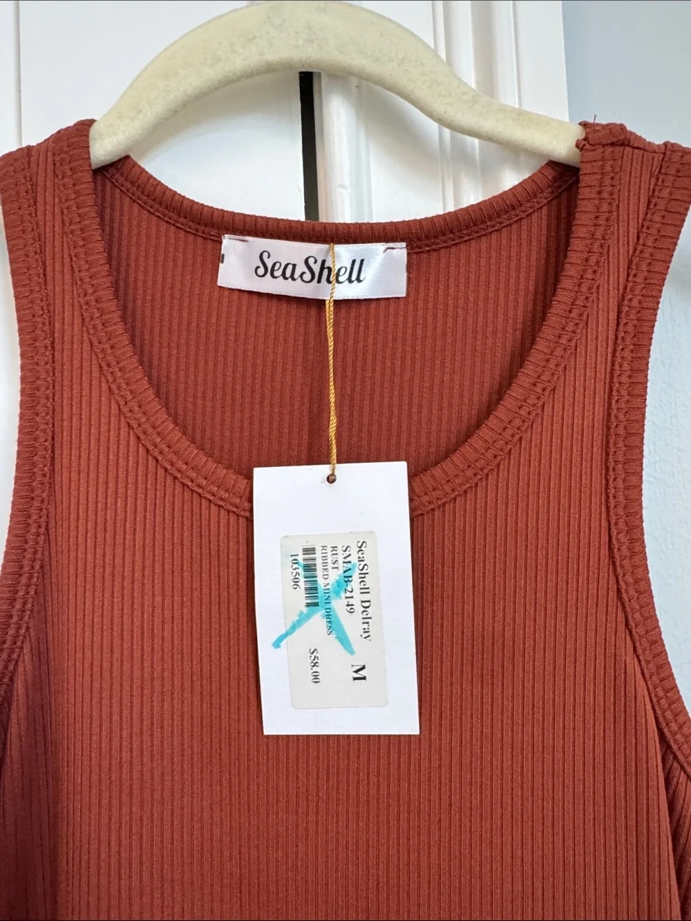 Rust Ribbed Tank Dress - Picture 2 of 3